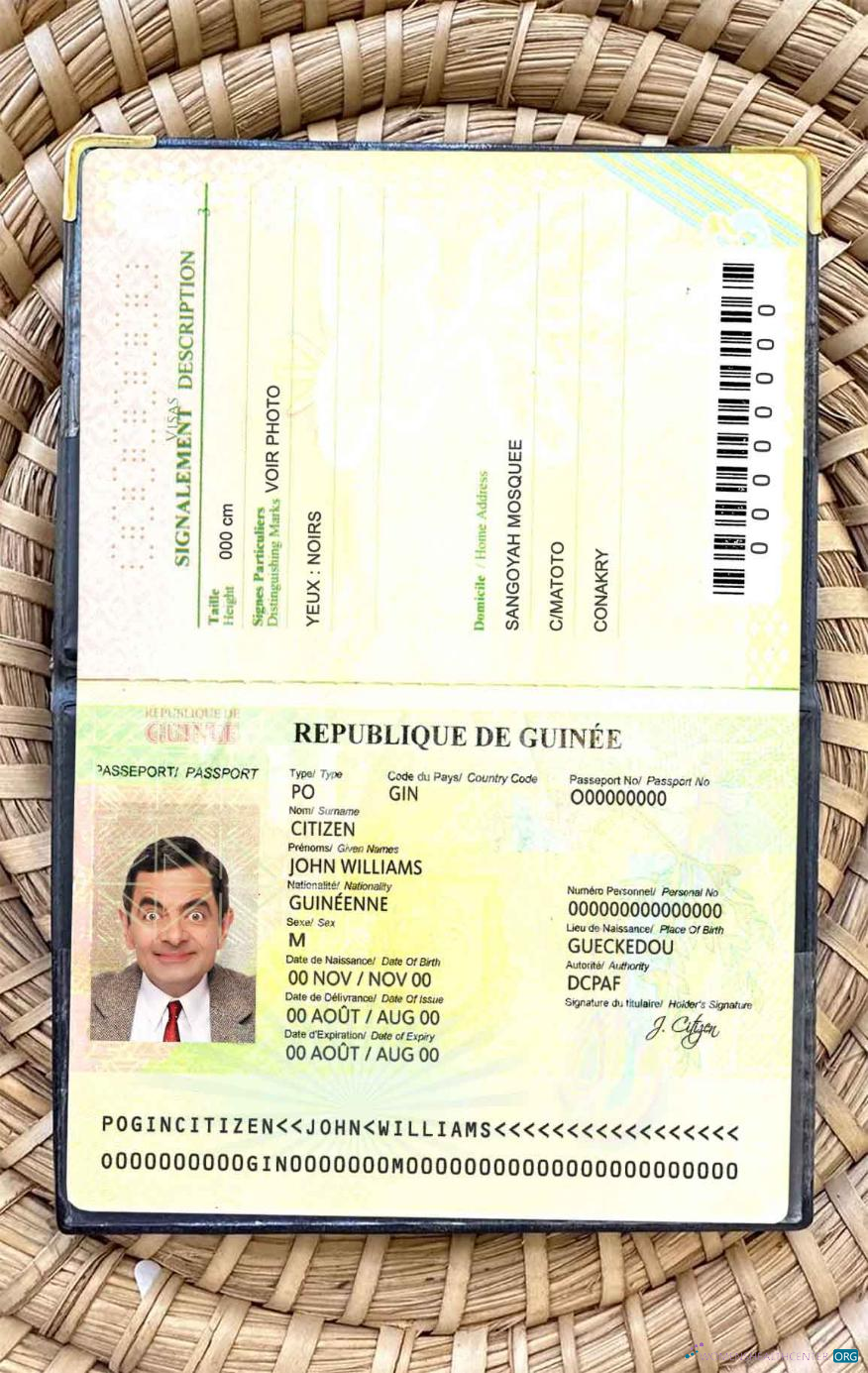 Download Guinea Passport (2014 2018) Photoshop template